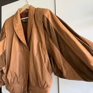 Cognac vintage brown suede leather jacket